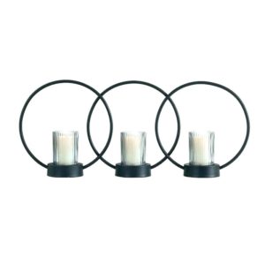 Candle holder with iron rings